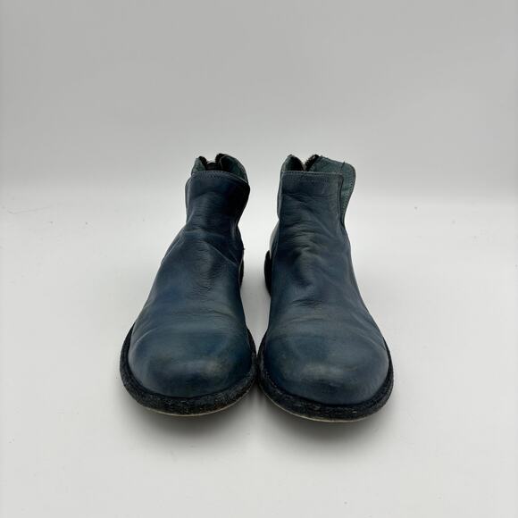 Officine Creative Blue Leather Ankle Zip Booties Boots Women's 37.5 - Picture 2 of 11